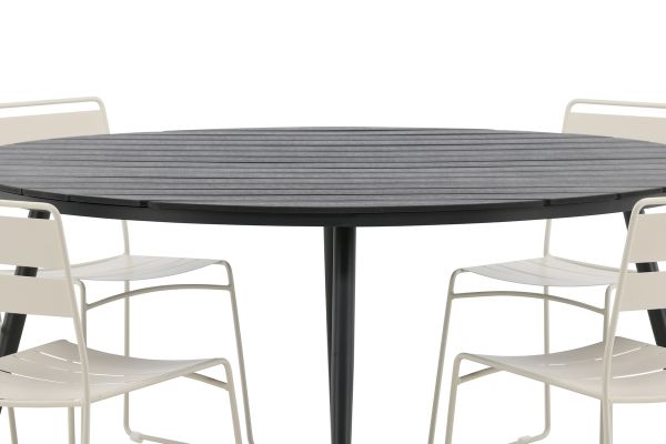 Imagine Masa de dining rotunda neagra/ negru - Alu/ Aintwood - 150ø _1+ Scaun de dining Lina - Bej _6