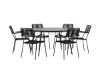 Imagine Masa de dining Break - Rotunda - Negru/Negru - Aluminiu/Aintwood - 150ø_1+ Scaun Lindos Armchair - Negru Alu/Negru Cord - 6