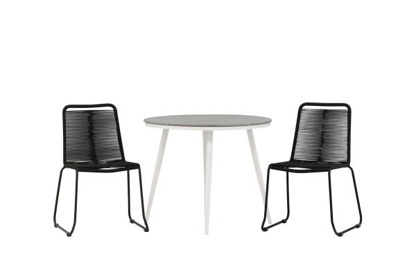 Imagine Masa de dining rotunda Break - Alb / Gri - Alu / Aintwood - 90ø _1+ Scaun empilabil Lindos - Aluminiu Negru / Sfoara Neagra _2