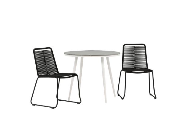 Imagine Masa de dining rotunda Break - Alb / Gri - Alu / Aintwood - 90ø _1+ Scaun empilabil Lindos - Aluminiu Negru / Sfoara Neagra _2