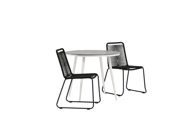 Imagine Masa de dining rotunda Break - Alb / Gri - Alu / Aintwood - 90ø _1+ Scaun empilabil Lindos - Aluminiu Negru / Sfoara Neagra _2