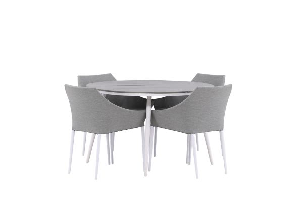 Imagine Masa de dining Break - Rotundă - Alb / Gri - Aluminiu / Aintwood - 120ø _1+ Scaun de dining Spoga - Alb / Gri - - _4