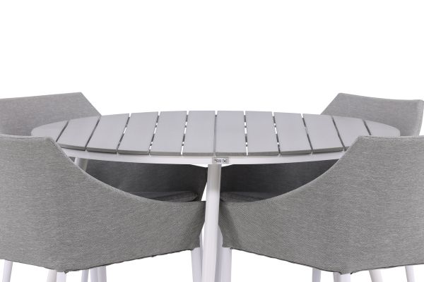 Imagine Masa de dining Break - Rotundă - Alb / Gri - Aluminiu / Aintwood - 120ø _1+ Scaun de dining Spoga - Alb / Gri - - _4