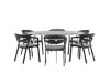 Imagine Masa de dining rotunda, alb / gri - Aluminiu / Aintwood - 150ø _1+ Scaun de dining cu pernă - Negru / Gri - Aluminiu - _6