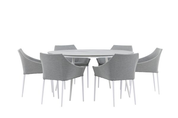 Imagine Masa de dining rotunda Break - alb / gri - Alu / Aintwood - 150ø _1+ scaun de dining Spoga - alb / gri - - _6