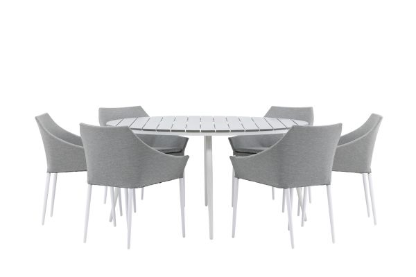 Imagine Masa de dining rotunda Break - alb / gri - Alu / Aintwood - 150ø _1+ scaun de dining Spoga - alb / gri - - _6