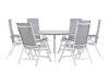 Imagine Masa de dining Break are forma rotundă şi este albă/gris, cu structură de aluminiu şi placaj Aintwood de 150ø _1+ Albany Light 5-poz white alu/Grey Textilene _6