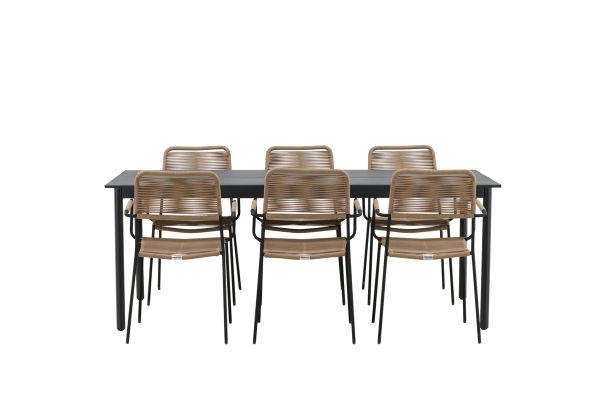 Imagine Modena - Dining Table- Black - Aluminium - 200*100cm +Lindos - Armchair - Black Alu / Latte Rope _6