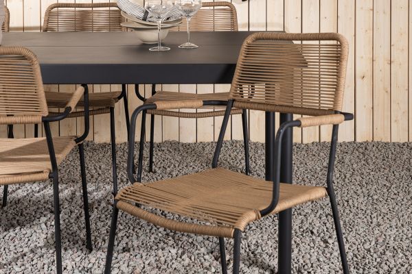 Imagine Modena - Dining Table- Black - Aluminium - 200*100cm +Lindos - Armchair - Black Alu / Latte Rope _6