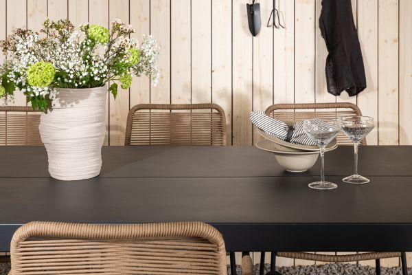 Imagine Modena - Dining Table- Black - Aluminium - 200*100cm +Lindos - Armchair - Black Alu / Latte Rope _6