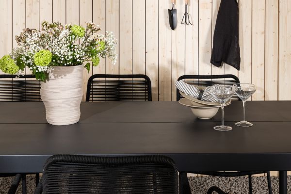 Imagine Modena - Dining Table- Black - Aluminium - 200*100cm +Lindos Armchair - Black Alu / Black Rope _6