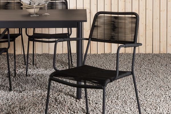 Imagine Modena - Dining Table- Black - Aluminium - 200*100cm +Lindos Armchair - Black Alu / Black Rope _6