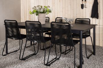 Imagine Vă rugăm să traduceți complet Modena - Masă de dining - Neagră - Aluminiu - 200*100cm + Scaun Lindos - Alu Negru / Înveliș Negru _6