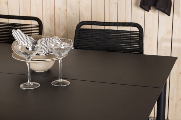 Imagine Vă rugăm să traduceți complet Modena - Masă de dining - Neagră - Aluminiu - 200*100cm + Scaun Lindos - Alu Negru / Înveliș Negru _6