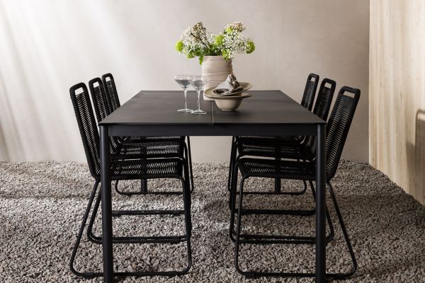 Imagine Vă rugăm să traduceți complet Modena - Masă de dining - Neagră - Aluminiu - 200*100cm + Scaun Lindos - Alu Negru / Înveliș Negru _6