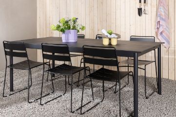 Imagine Modena - Masă de dining - Negru - Aluminiu - 200*100cm + Scaun de dining Lina - Negru _ 6