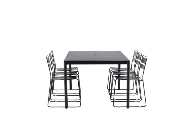 Imagine Modena - Masă de dining - Negru - Aluminiu - 200*100cm + Scaun de dining Lina - Negru _ 6