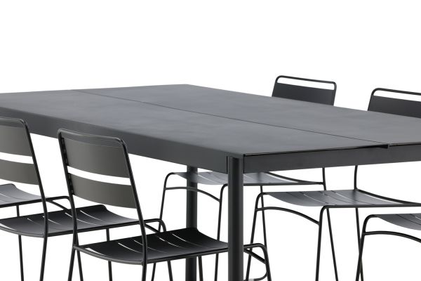 Imagine Modena - Masă de dining - Negru - Aluminiu - 200*100cm + Scaun de dining Lina - Negru _ 6