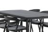 Imagine Modena - Masă de dining- Negru - Aluminiu - 200*100cm + Scaun de dining cu pernă inclusă- Negru/Gri - Aluminiu - 6