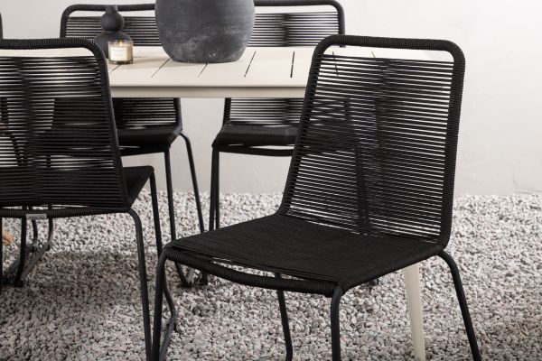 Imagine Lina Dining Table - Beige - 200*90 _1+ Lindos Stacking Chair - Black Alu / Black Rope _6