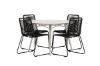 Imagine Lina Dining Table - Beige - Round 120 cm _1+ Lindos Stacking Chair - Black Alu / Black Rope _4