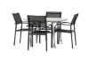 Imagine Masa de Dining Lina - Bej - Rotundă 120 cm _1+ Scaun cu brațe Santorini (Se poate stivui) - Aluminiu negru / Textilen negru _4