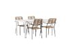 Imagine Masa de dining Togo - Alb / Teak - Allu / Teak - 150 * 100 _1 + Scaun Lindos - Negru Alu / Șnur Latte _4