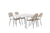 Imagine Masa de dining Togo - Alb / Teak - Allu / Teak - 150 * 100 _1 + Scaun Lindos - Negru Alu / Șnur Latte _4