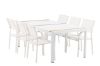 Imagine Togo - Dining Table- White / Teak - Allu / Teak - 200*100 +Santorini Arm Chair (Stackable)  - White Alu / White Textilene _6