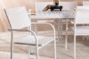 Imagine Togo - Dining Table- White / Teak - Allu / Teak - 200*100 +Santorini Arm Chair (Stackable)  - White Alu / White Textilene _6