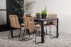 Imagine Masa de dining Togo - Negru / Teak - Alu / Teak - 150 * 100 _1 + Scaun apilabil Lindos - Aluminiu negru / Frânghie de culoare latte _4