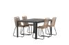 Imagine Masa de dining Togo - Negru / Teak - Alu / Teak - 150 * 100 _1 + Scaun apilabil Lindos - Aluminiu negru / Frânghie de culoare latte _4