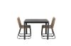 Imagine Masa de dining Togo - Negru / Teak - Alu / Teak - 150 * 100 _1 + Scaun apilabil Lindos - Aluminiu negru / Frânghie de culoare latte _4