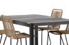 Imagine Masa de dining Togo - Negru / Teak - Alu / Teak - 150 * 100 _1 + Scaun apilabil Lindos - Aluminiu negru / Frânghie de culoare latte _4