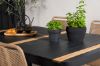 Imagine Masa de dining Togo - Negru / Teak - Alu / Teak - 150 * 100 _1 + Scaun apilabil Lindos - Aluminiu negru / Frânghie de culoare latte _4