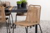 Imagine Masa de dining Togo - Negru / Teak - Alu / Teak - 150 * 100 _1 + Scaun apilabil Lindos - Aluminiu negru / Frânghie de culoare latte _4