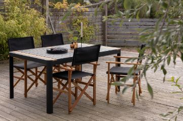 Imagine Masa de dining Togo - Negru / Teak - Aluminiu / Teak - 150*100 _1+ Scaun Editor Marion - Natural / Negru - Acacia - _4