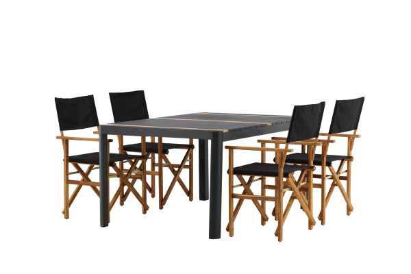 Imagine Masa de dining Togo - Negru / Teak - Aluminiu / Teak - 150*100 _1+ Scaun Editor Marion - Natural / Negru - Acacia - _4