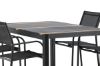 Imagine Masa de dining Togo - Negru / Teak - Aluminiu / Teak - 150*100 _1+ Scaun Santorini (Empilabil) - Aluminiu Negru / Textilen Negru _4