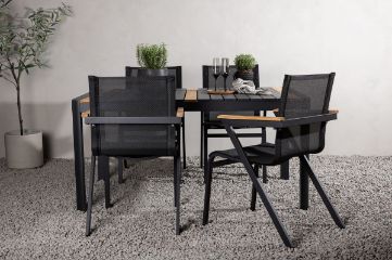 Imagine Masa de dining Togo - Negru / Teak - Aluminiu / Teak - 150*100 _1+ Scaun Mexico - Negru/Teak _4