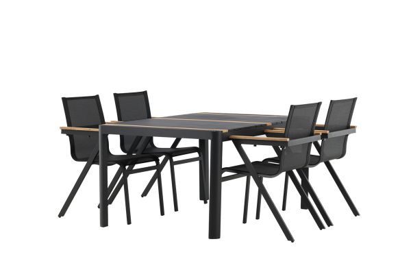 Imagine Masa de dining Togo - Negru / Teak - Aluminiu / Teak - 150*100 _1+ Scaun Mexico - Negru/Teak _4