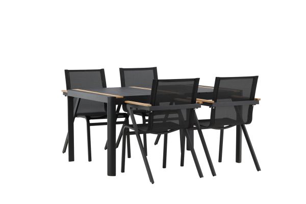 Imagine Masa de dining Togo - Negru / Teak - Aluminiu / Teak - 150*100 _1+ Scaun Mexico - Negru/Teak _4