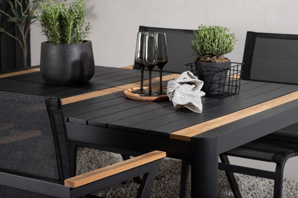 Imagine Masa de dining Togo - Negru / Teak - Aluminiu / Teak - 150*100 _1+ Scaun Mexico - Negru/Teak _4