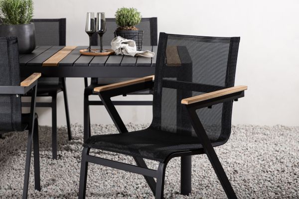 Imagine Masa de dining Togo - Negru / Teak - Aluminiu / Teak - 150*100 _1+ Scaun Mexico - Negru/Teak _4