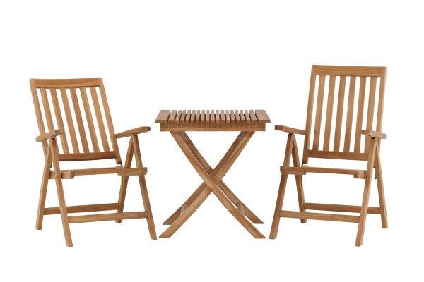 Imagine Ghana - Folding Table- Natural - Teak - 70*70cm _1+ Kenya 5-position Folding Chair - Teak _2