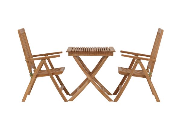 Imagine Ghana - Folding Table- Natural - Teak - 70*70cm _1+ Kenya 5-position Folding Chair - Teak _2