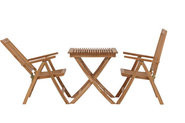 Imagine Ghana - Folding Table- Natural - Teak - 70*70cm _1+ Kenya 5-position Folding Chair - Teak _2