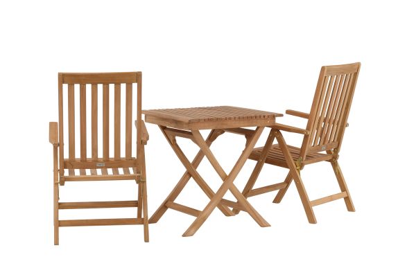 Imagine Ghana - Folding Table- Natural - Teak - 70*70cm _1+ Kenya 5-position Folding Chair - Teak _2