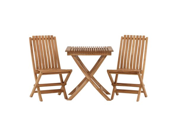 Imagine Ghana - Folding Table- Natural - Teak - 70*70cm _1+ Ghana - Folding Chair- Natural - Teak - _2