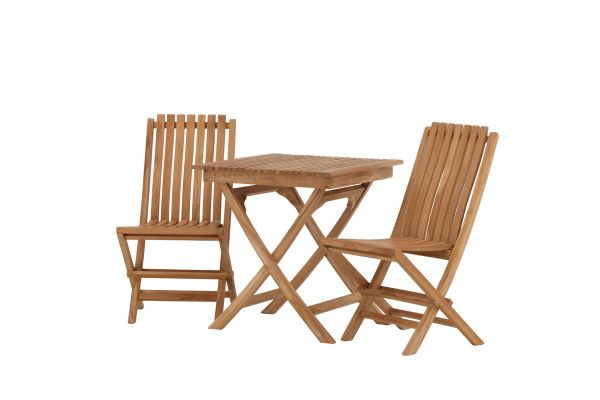 Imagine Ghana - Folding Table- Natural - Teak - 70*70cm _1+ Ghana - Folding Chair- Natural - Teak - _2